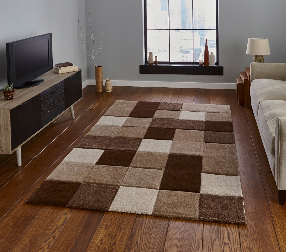Ковер коричневый с бежевым