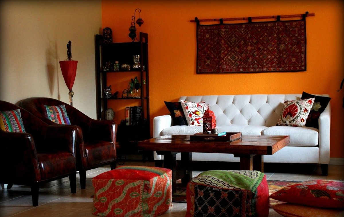 Скандинавский стиль красный ковер