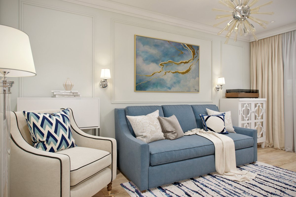 Голубой диван Неоклассика