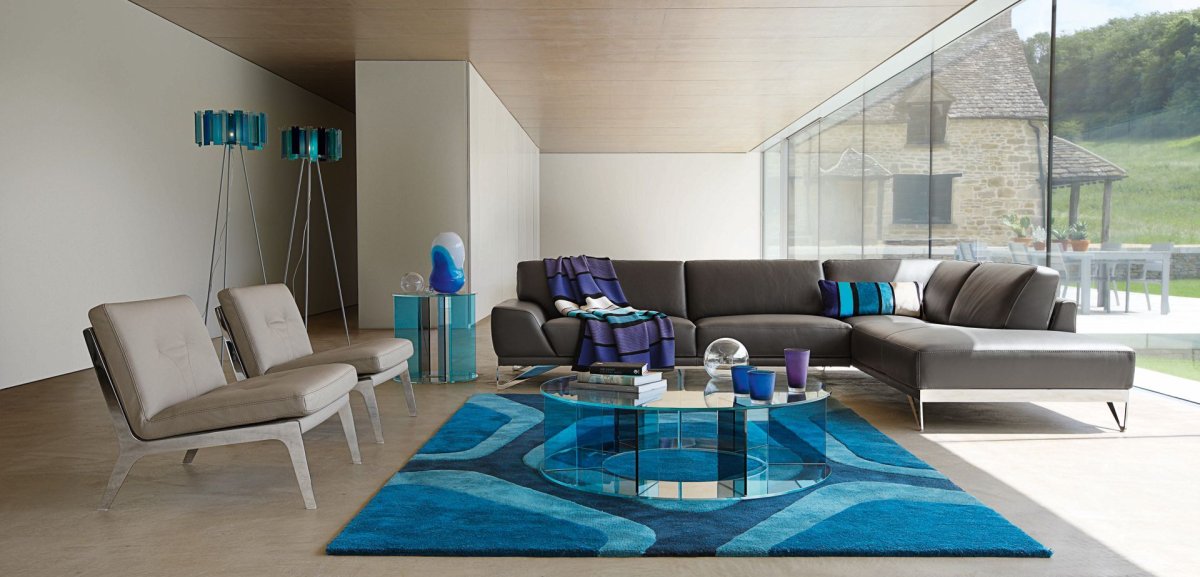 Roche Bobois ковер синий текстура