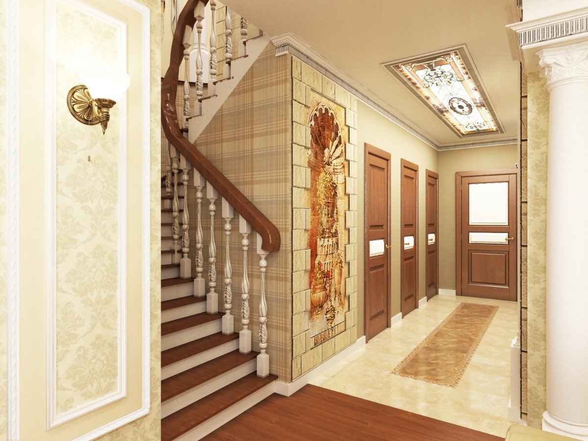 Дизайн обоев в коридоре дома