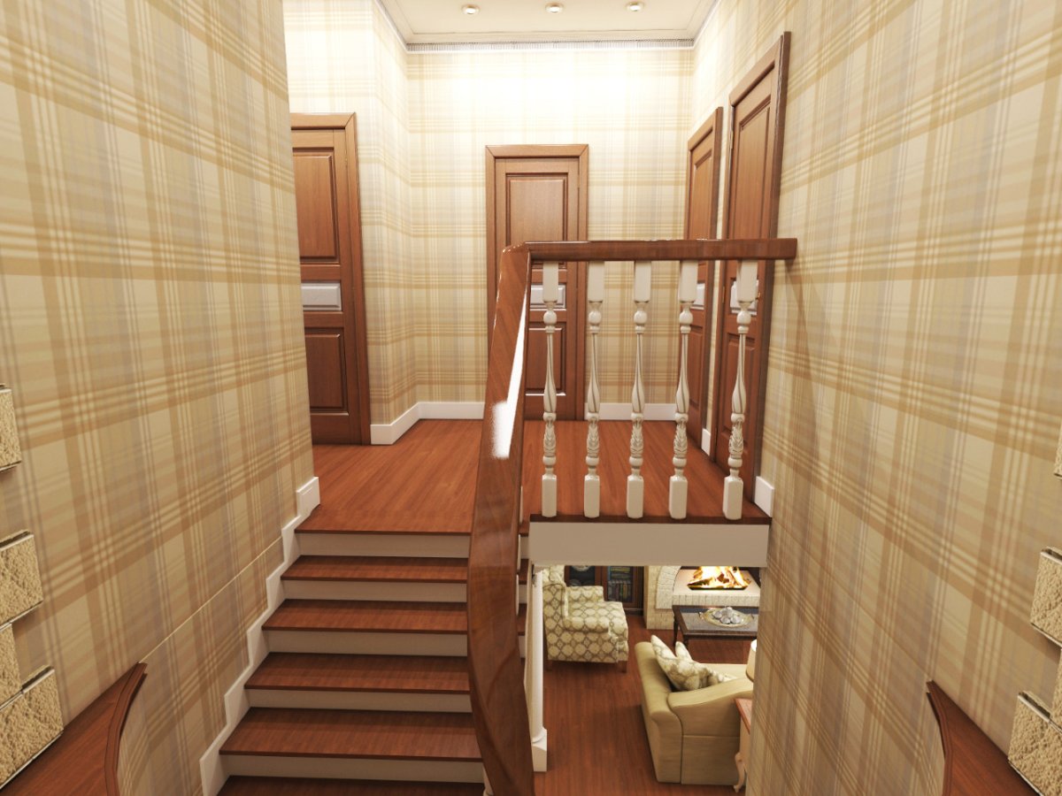 Холл второго этажа в частном доме