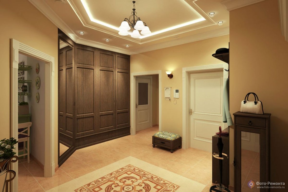 Интерьер большой квадратной прихожей