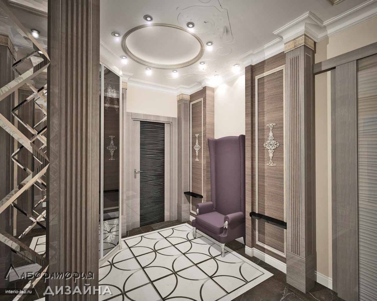 Интерьер квадратного холла в квартире