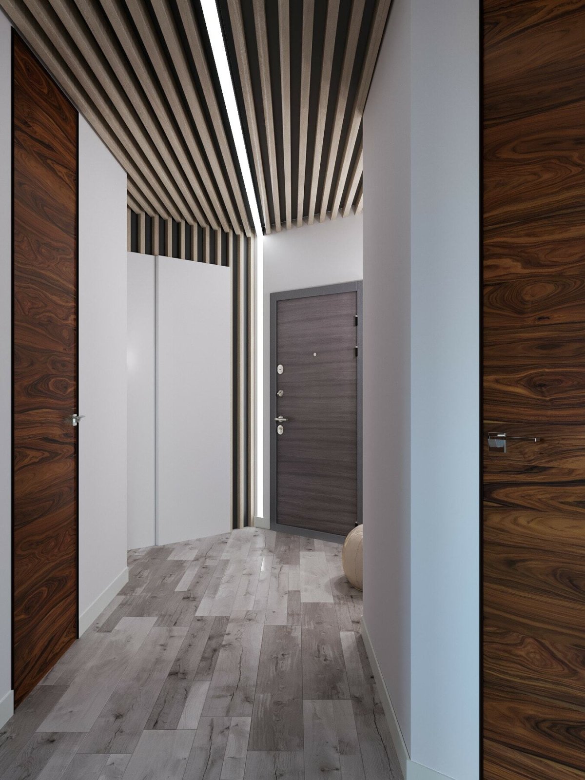 Деревянный потолок в коридоре