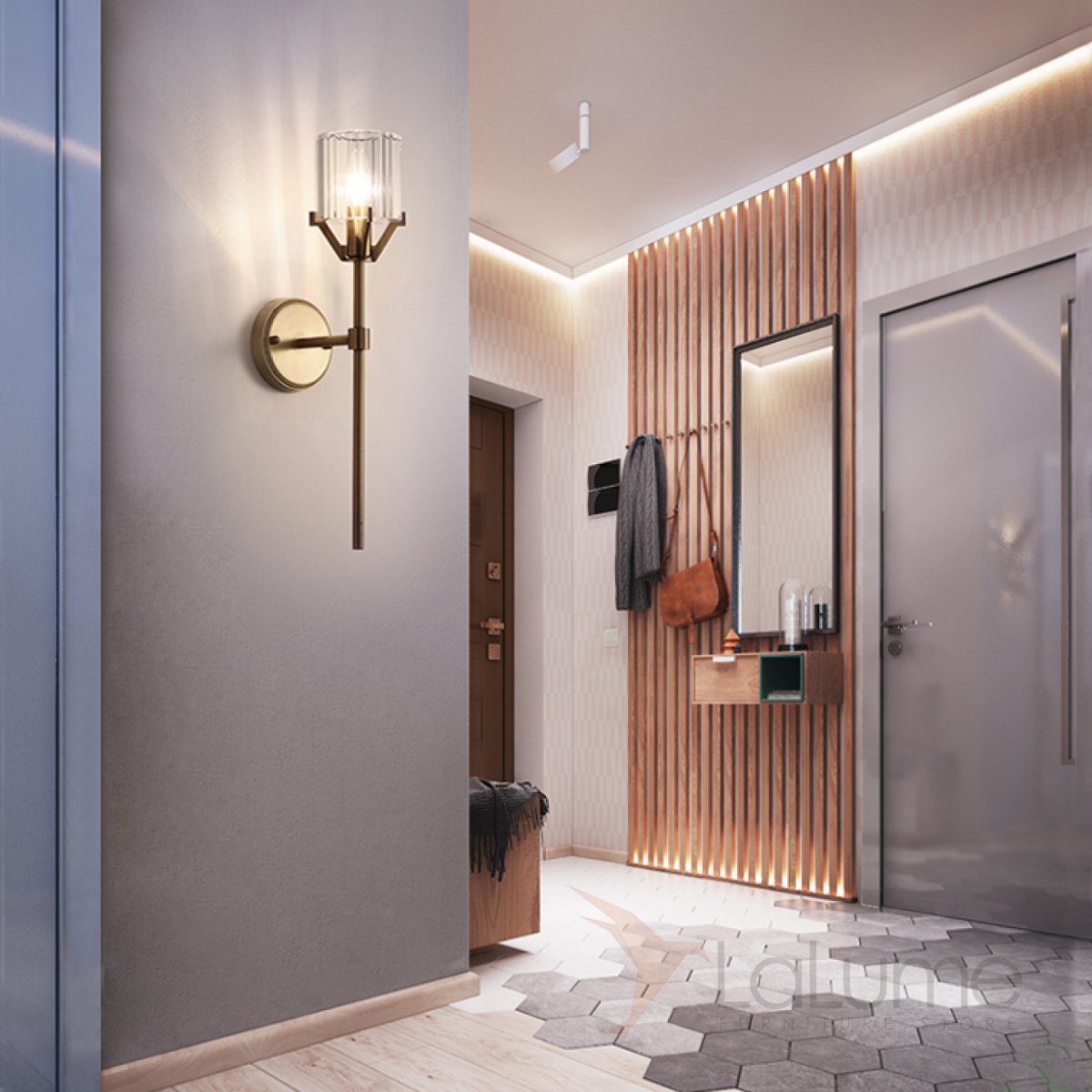 Деревянные рейки в коридоре