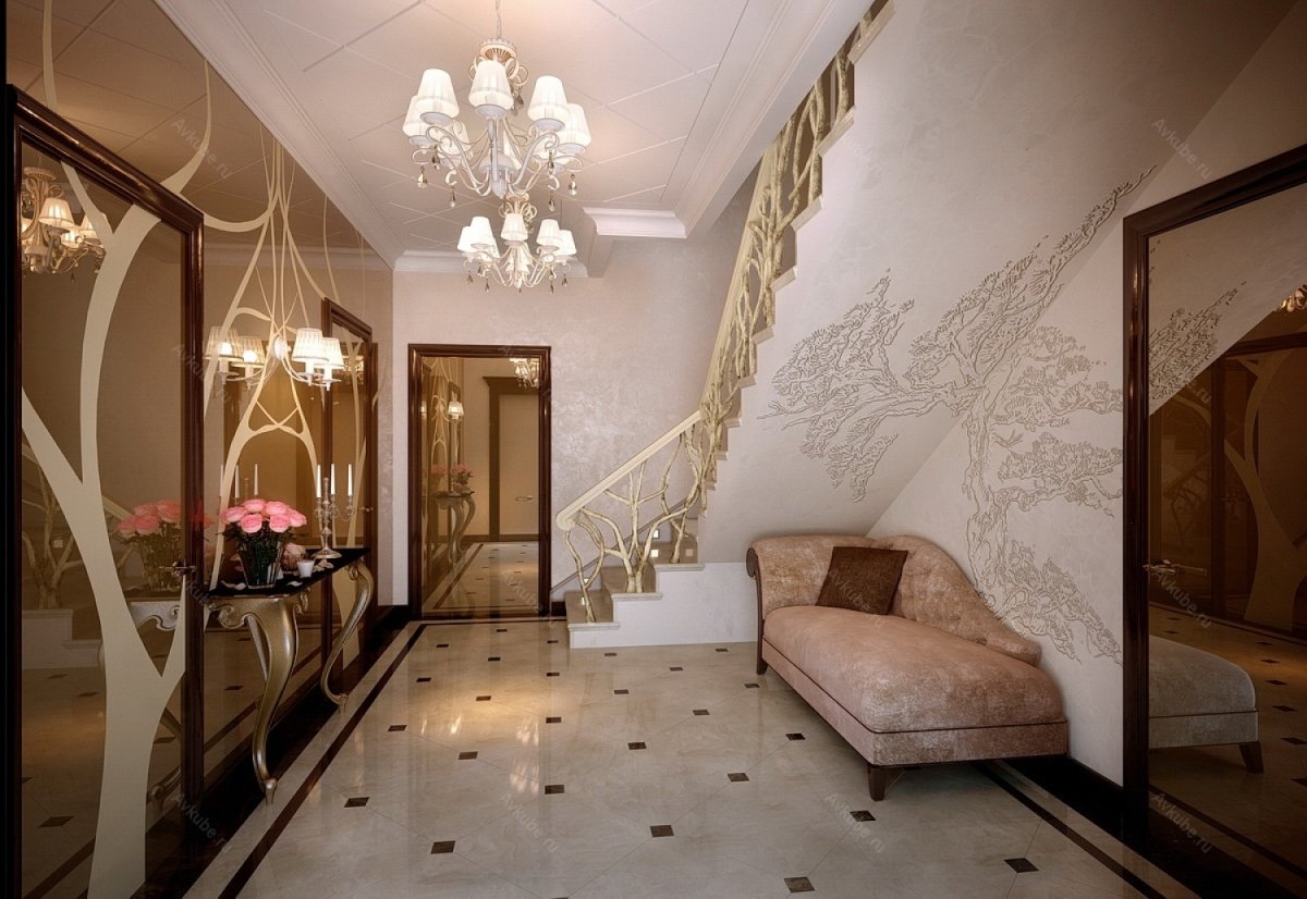 Интерьер холла в частном доме