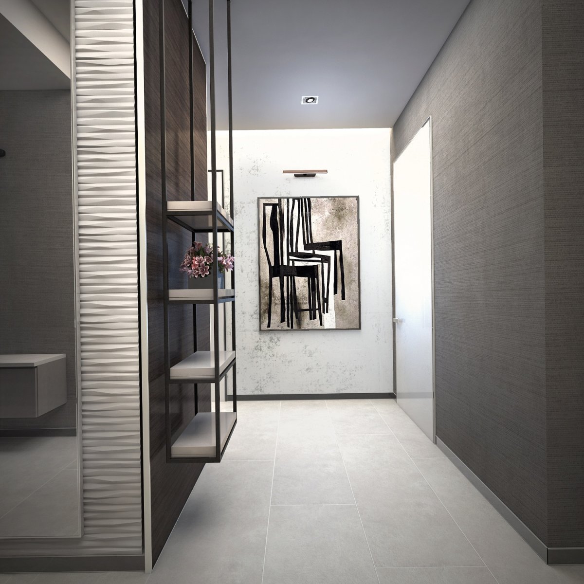 Черная входная дверь в интерьере