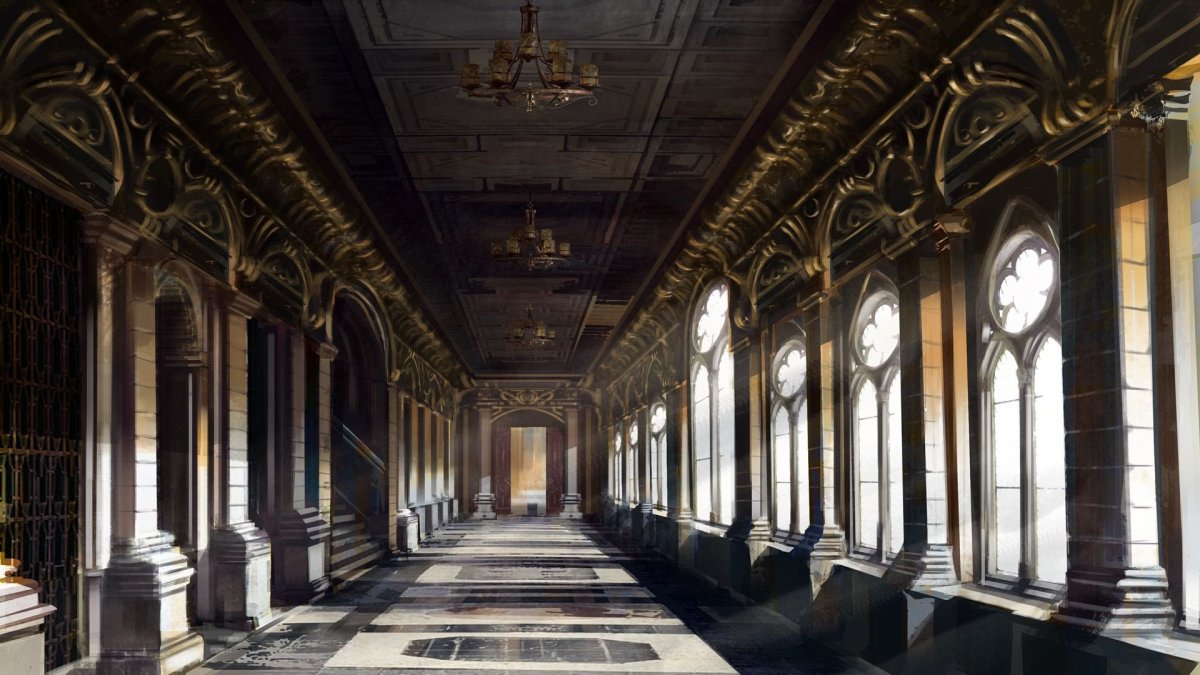 Хогвартс фон коридор Слизерина