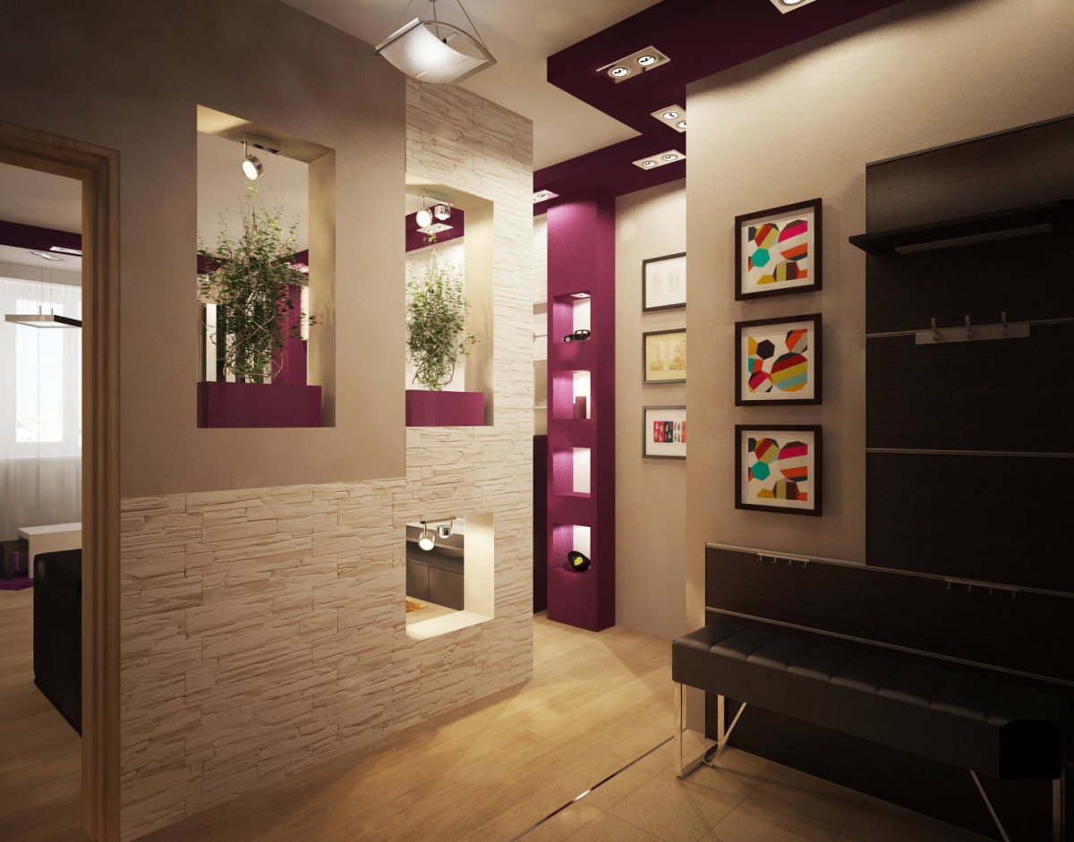 Фиолетовый интерьер прихожей