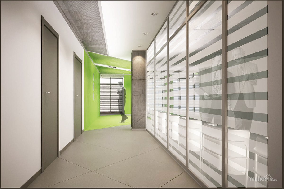 Офис коридор коричневый