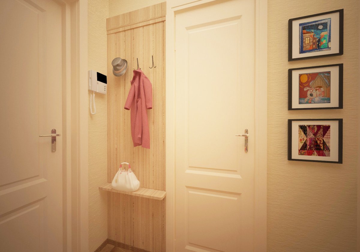 Прихожая в хрущевке с дверью в ванную