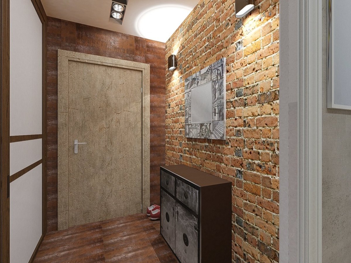 Декоративный кирпич в коридоре