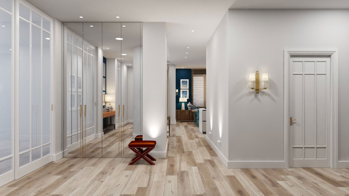 Белые стены в коридоре