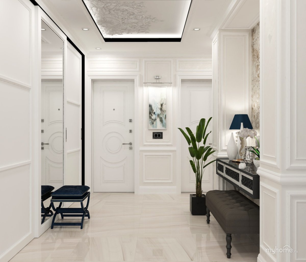 Белый плинтус темный пол