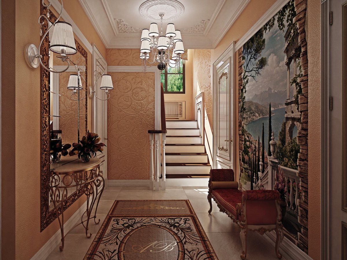 Интерьер коридора в коттедже