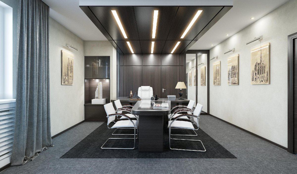 Офис в холодных тонах