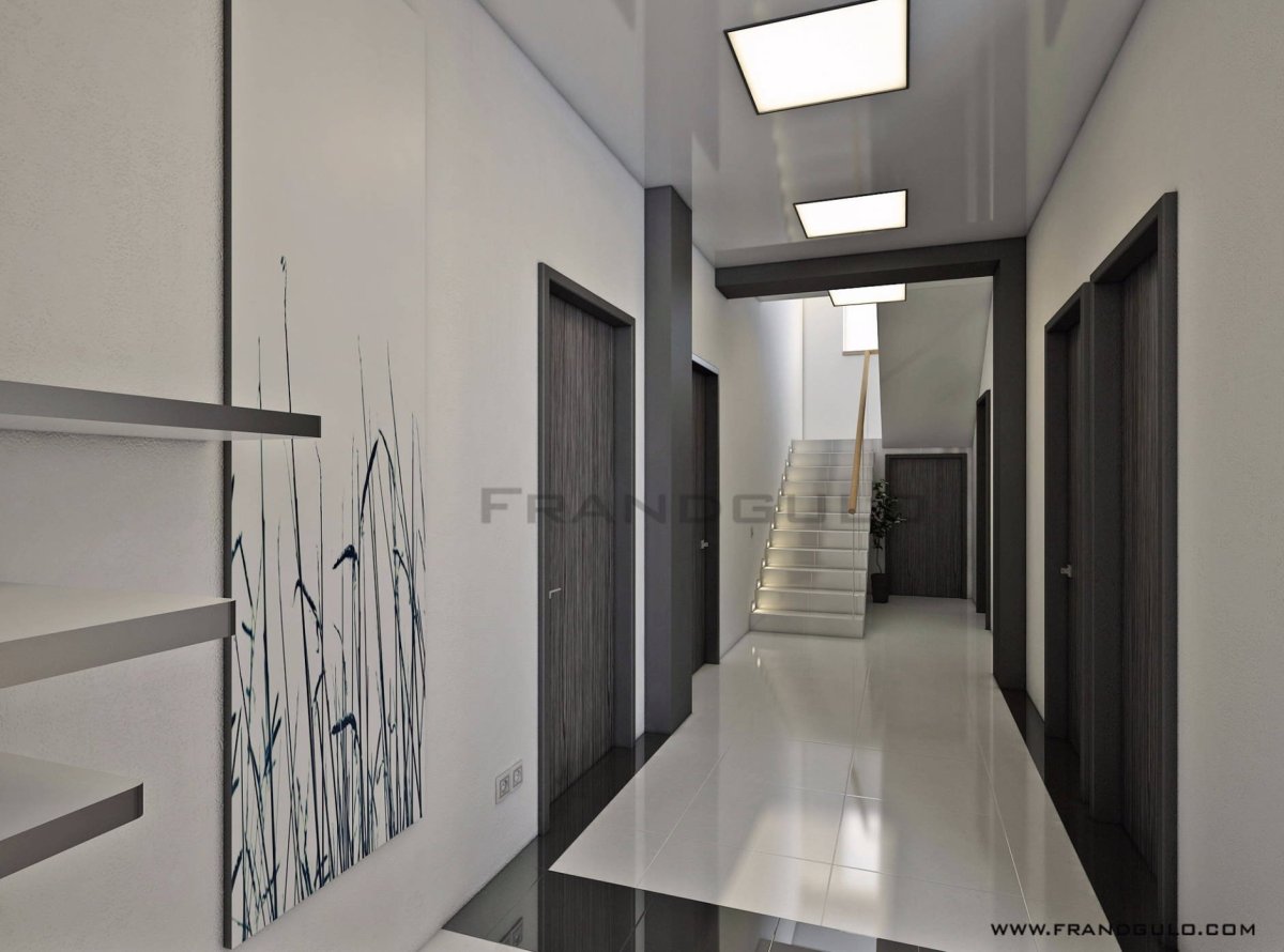 Коридор в стиле хайтек светлый