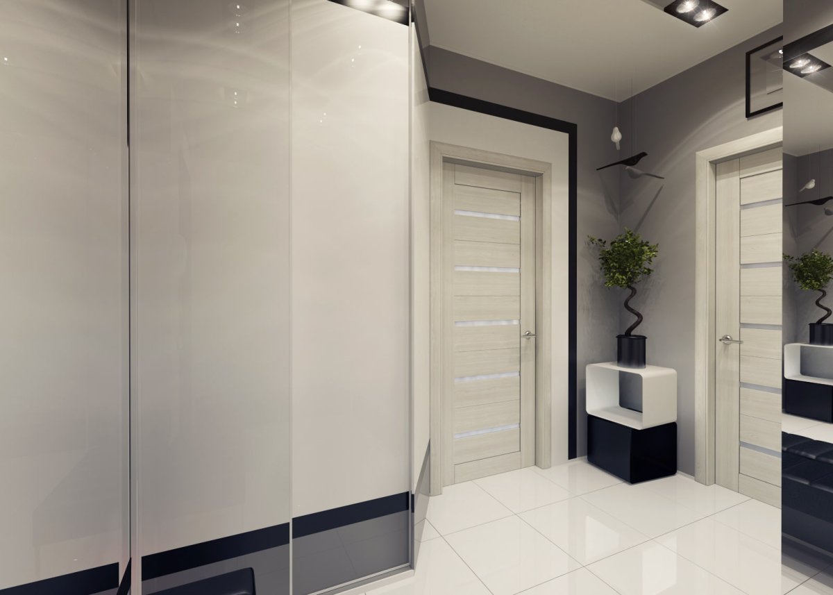 Шкаф в прихожую белый хайтек