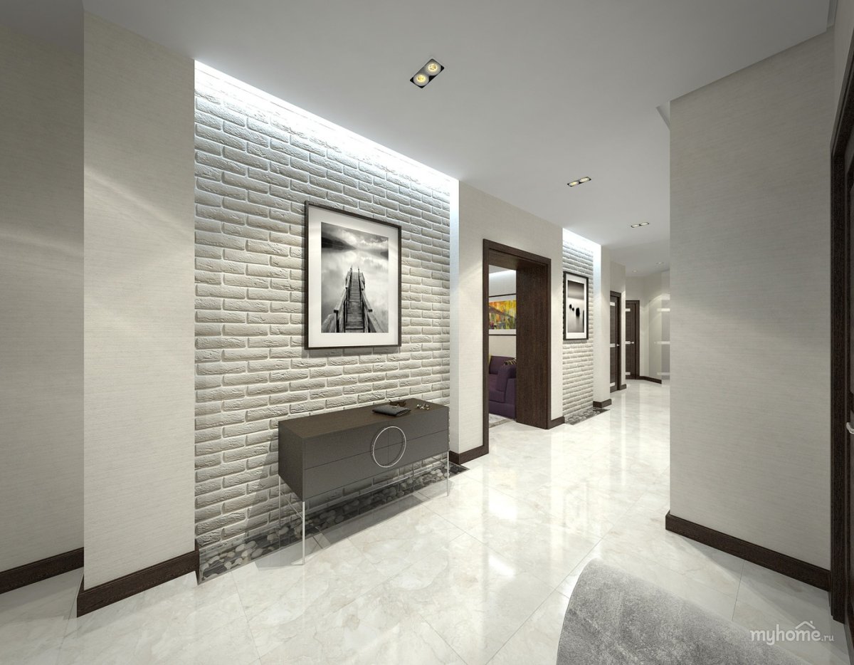 Холл белый кирпич