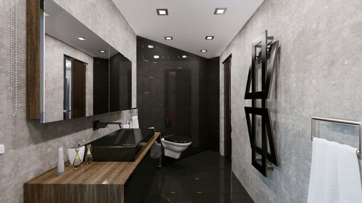 Ванная в панельном доме в стиле Модерн