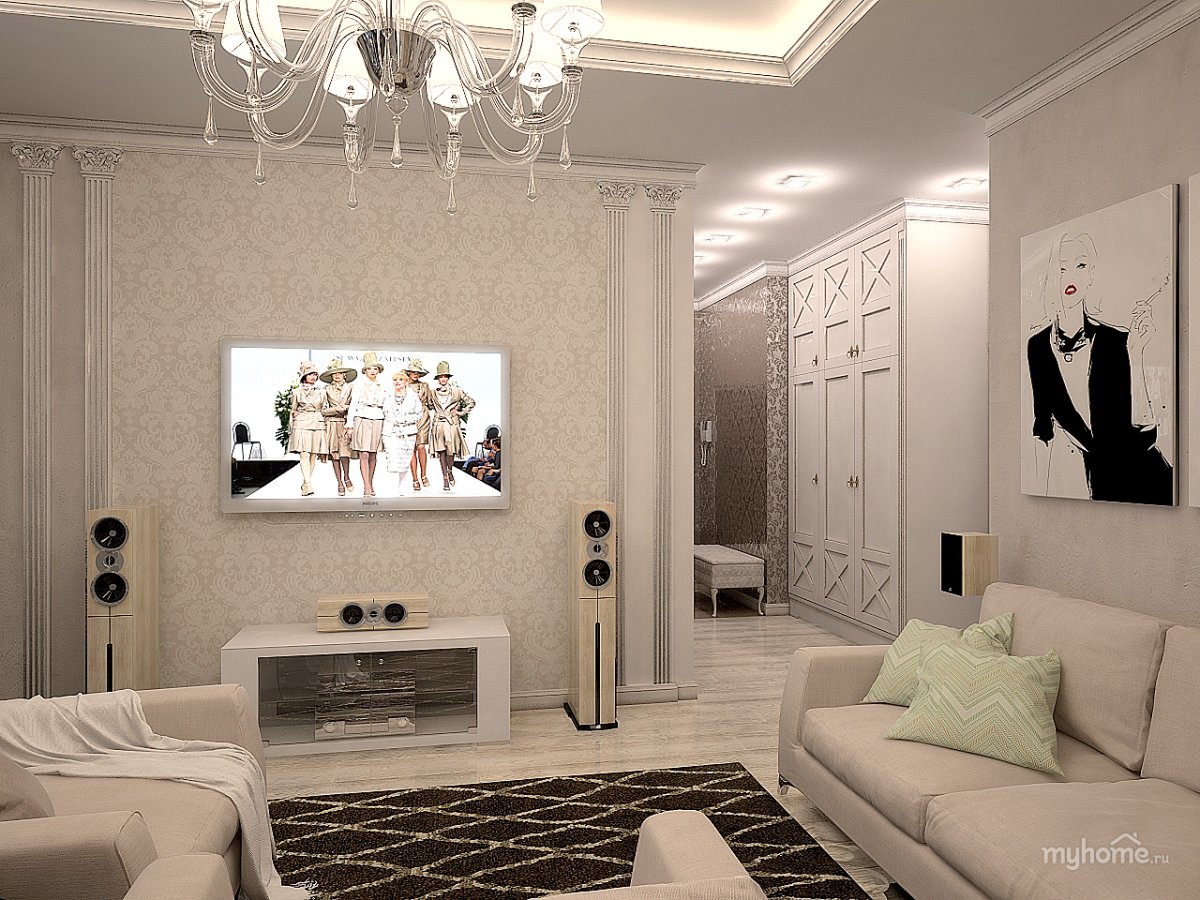 Гостиная с коридором объединена в хрущевке