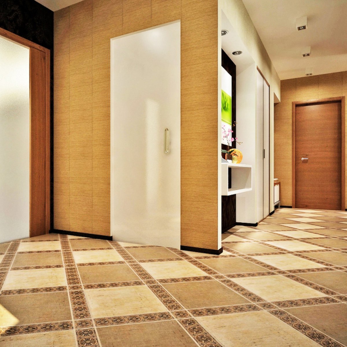 Плитка в коридоре по диагонали