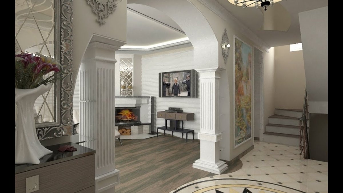 Гостиная в однокомнатной квартире в классическом стиле