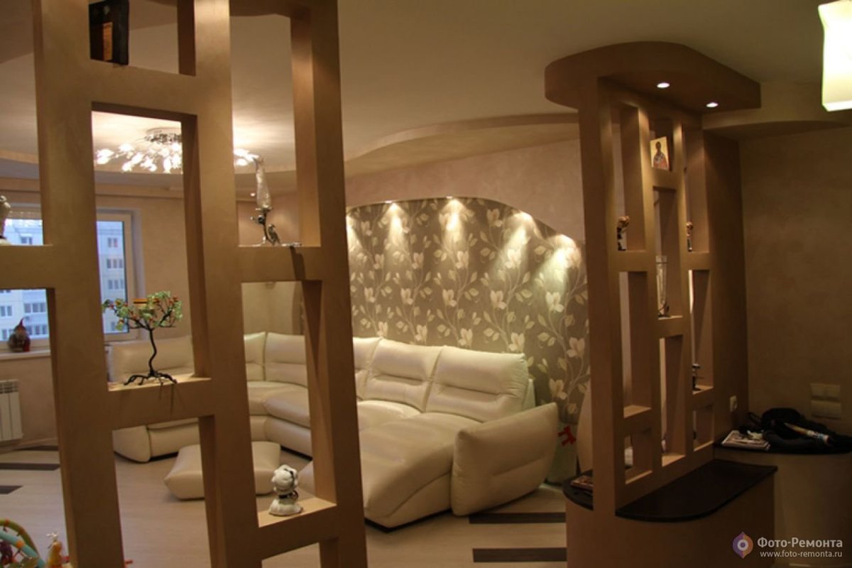 Перегородки из гипсокартона в гостиной
