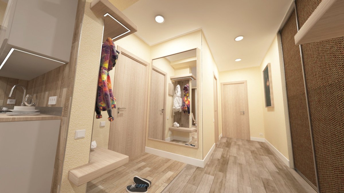 Прихожая переходящая в кухню