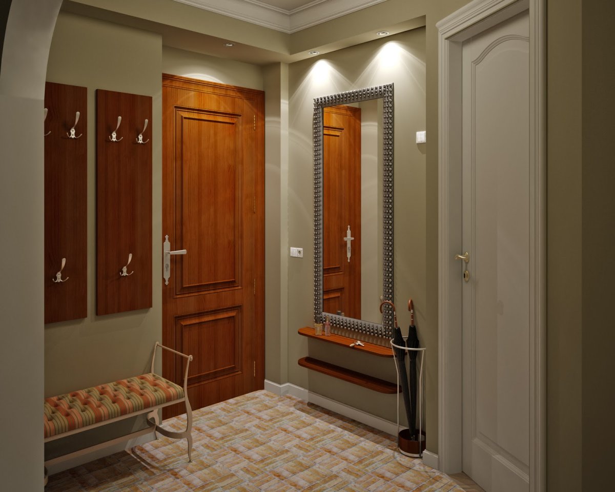 Прихожая с рыжей мебелью