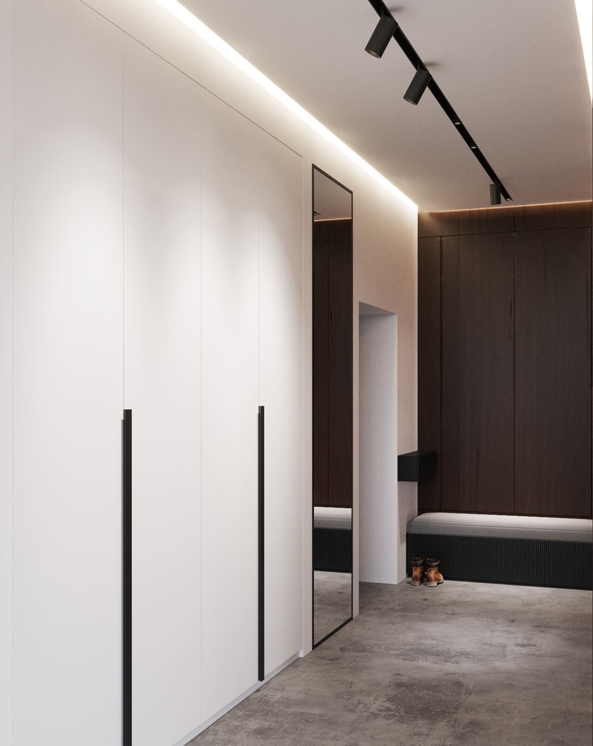 Пустой белый матовый коридор Хай тек