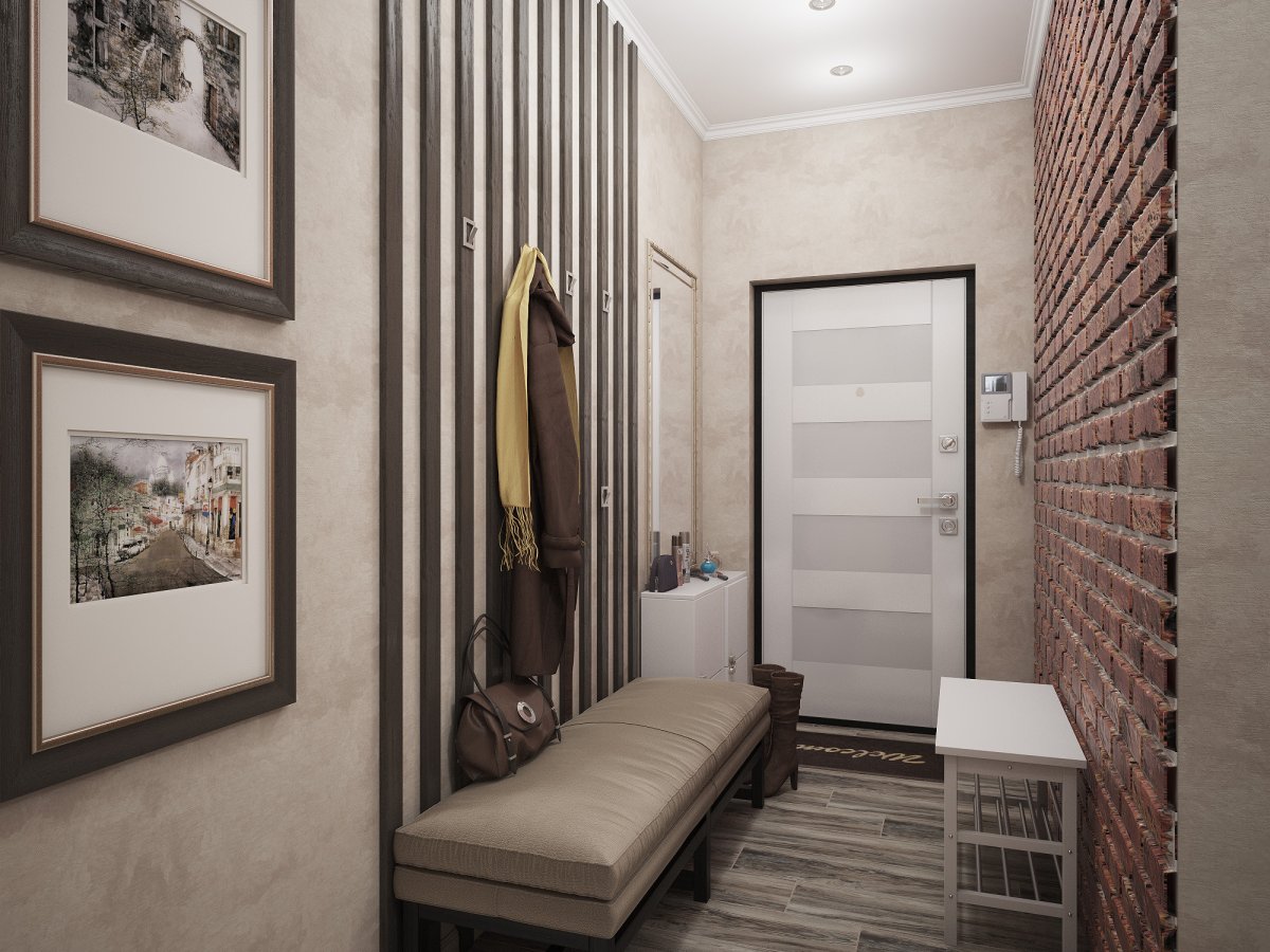 Полукруглая стена в интерьере коридора