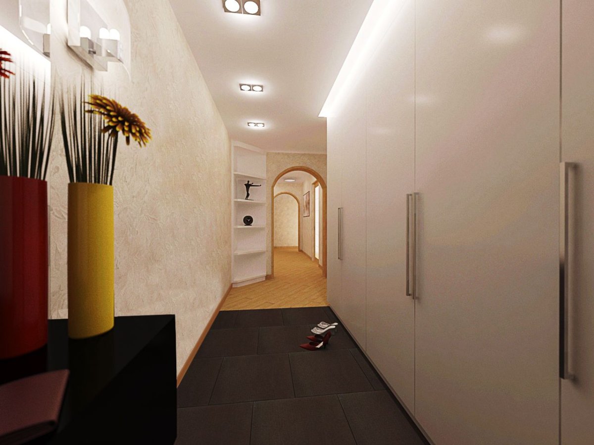 Большая прихожая с диваном