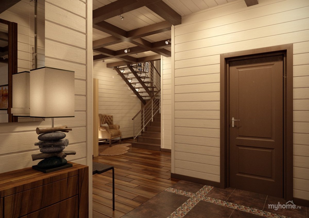 Имитация бруса в коридоре