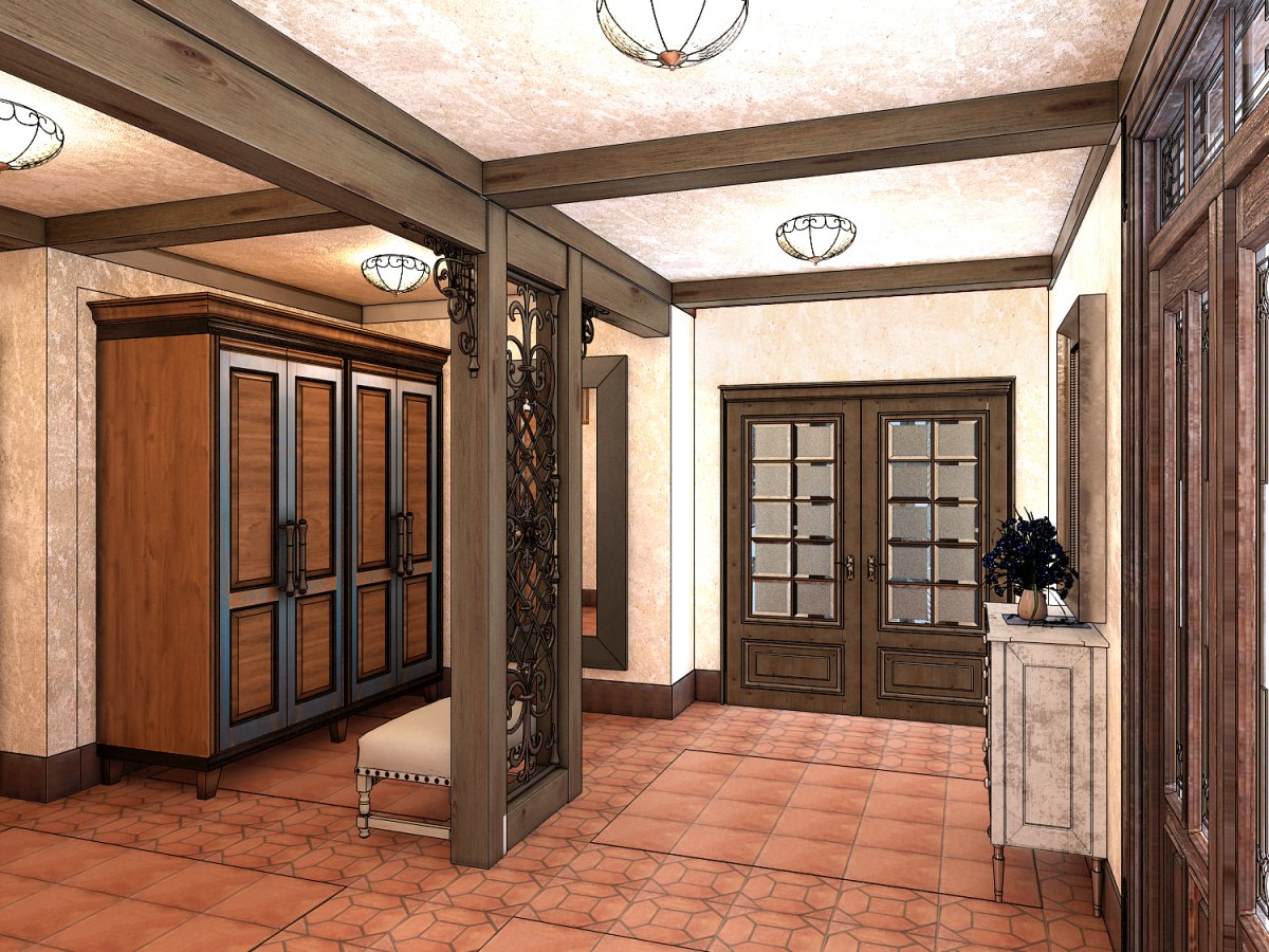 Прихожая обшитая деревом