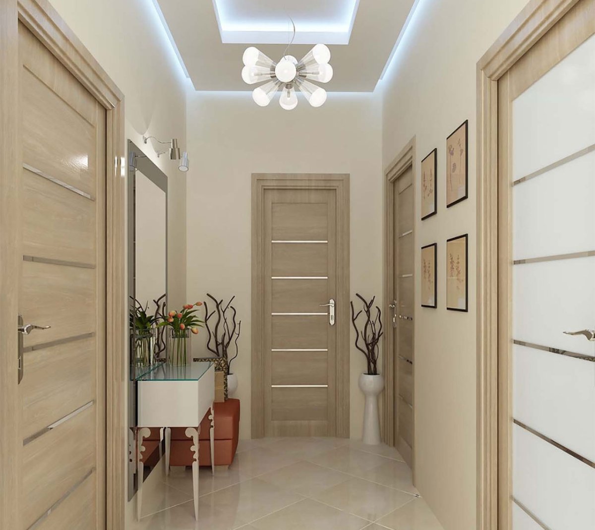 Прихожая с белыми дверями