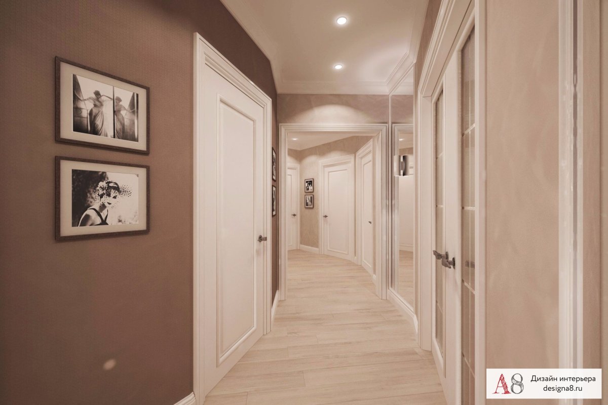 Узкая прихожая в светлых тонах