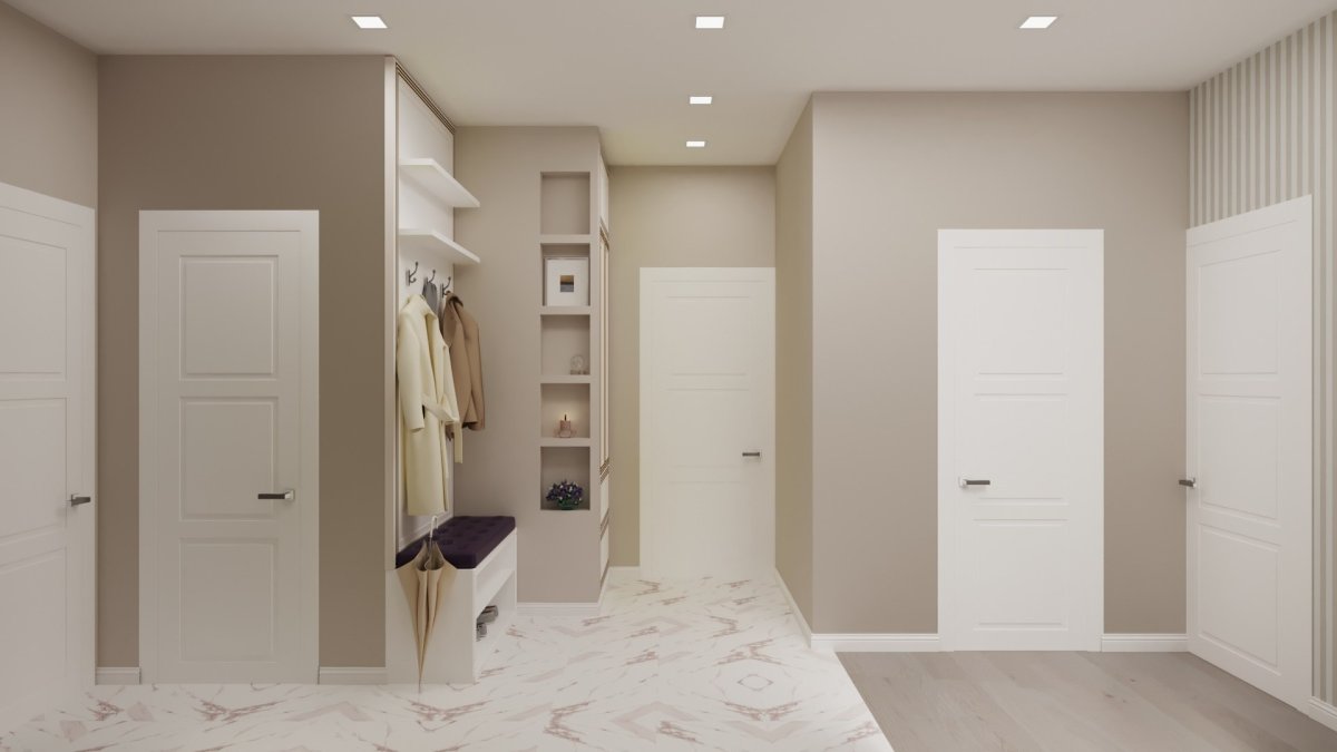 Бежевые стены в прихожей