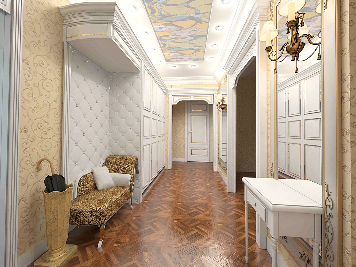 Узкий коридор в классическом стиле