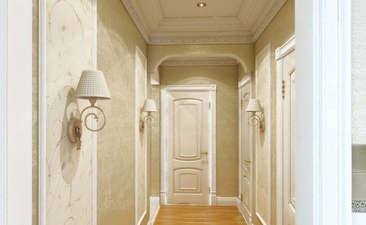 Прихожая с молдингами на стене