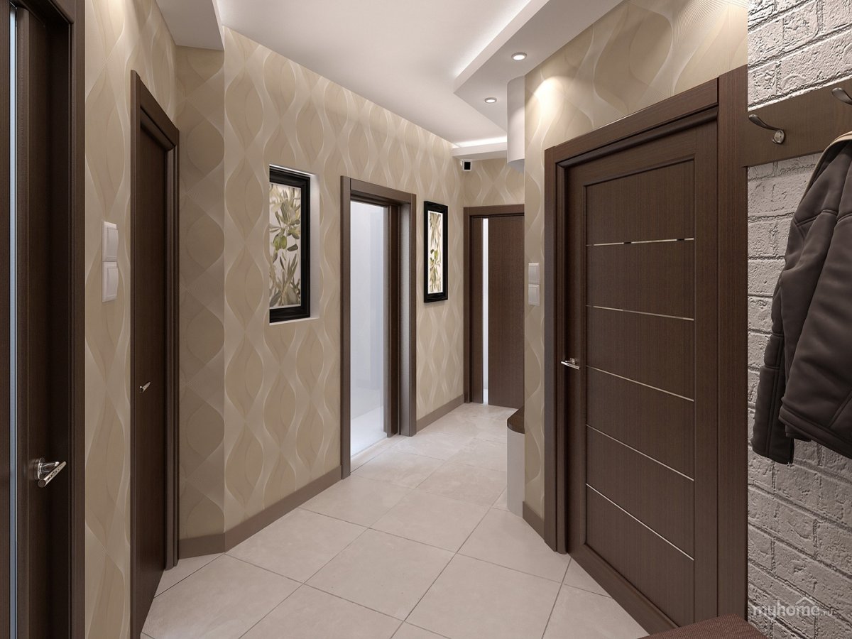 Длинный коридор в стиле лофт