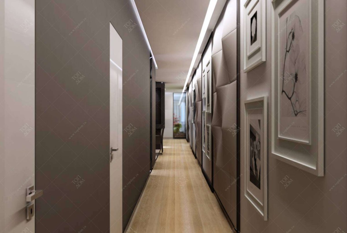 Узкая прихожая в сером цвете