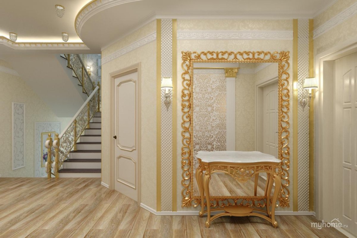 Комбинированные обои в прихожей