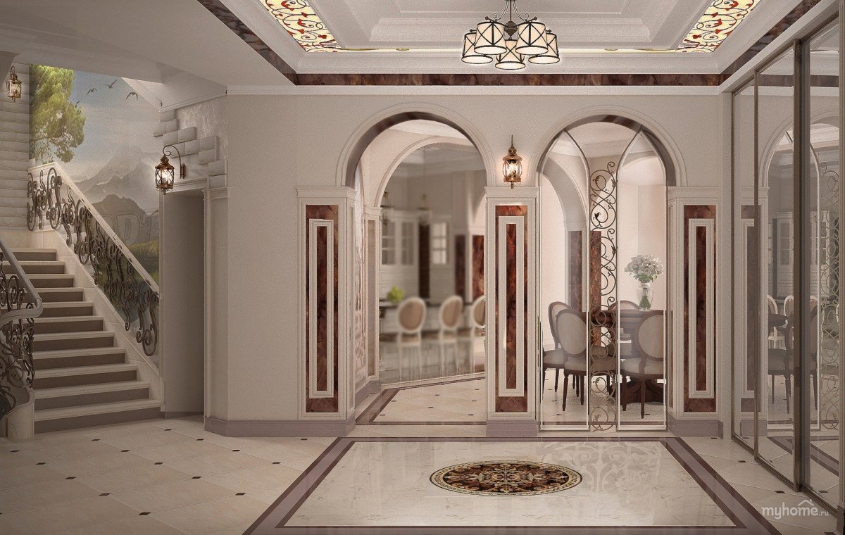 Дизайн холла в частном доме