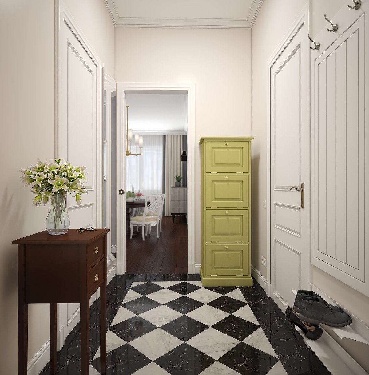 Прихожая в стиле американская классика