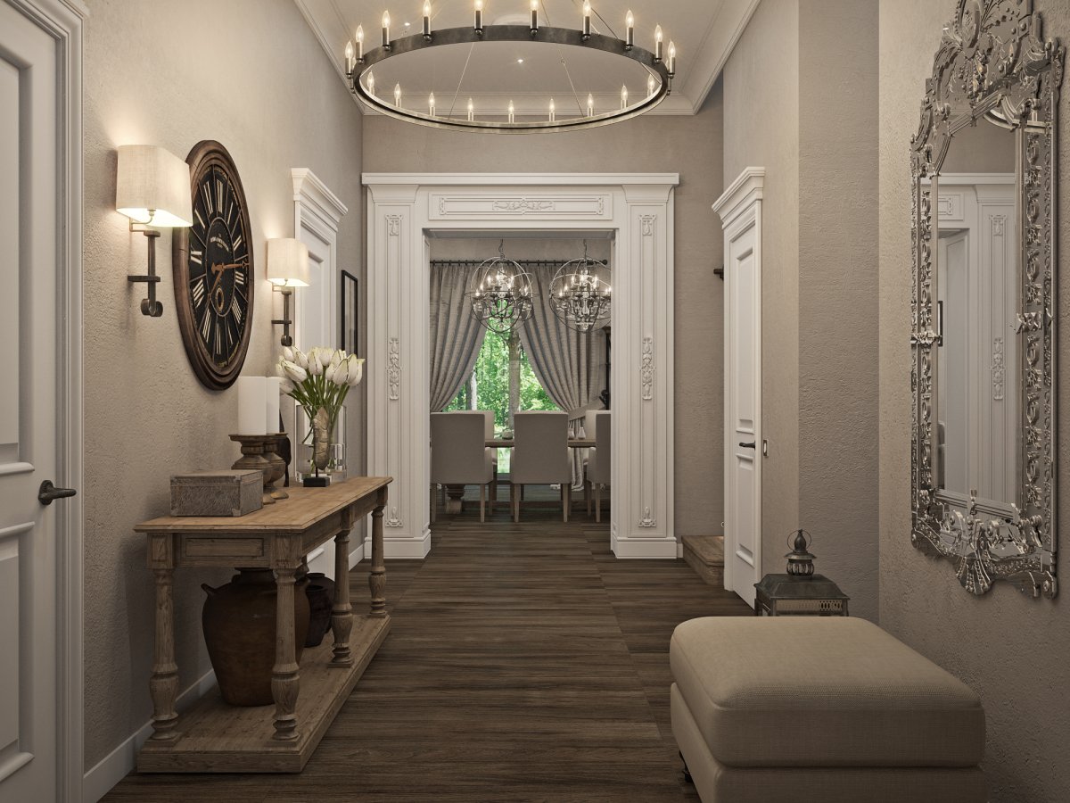 Холл в доме в американском стиле