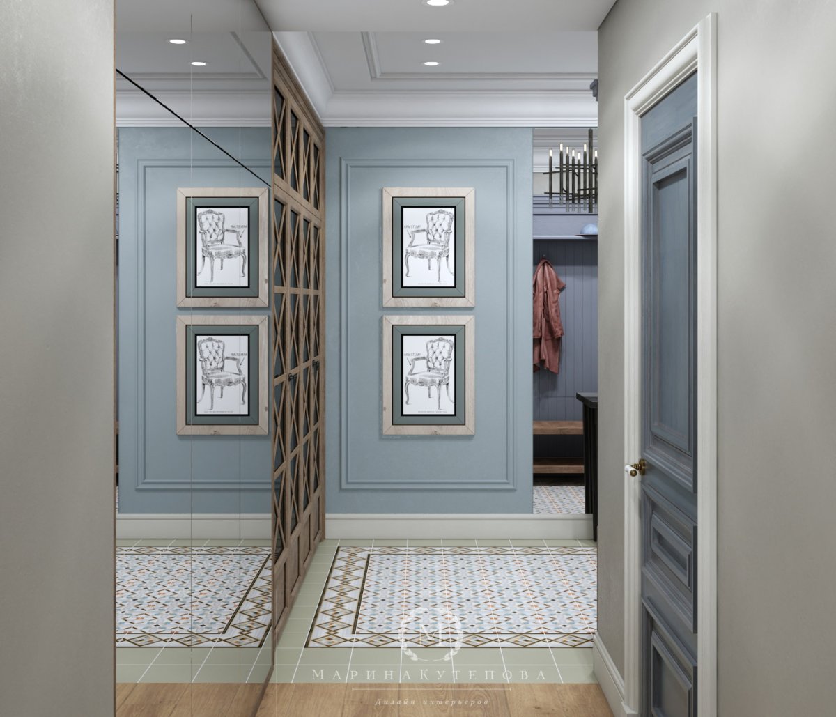 Американский стиль в интерьере коридора