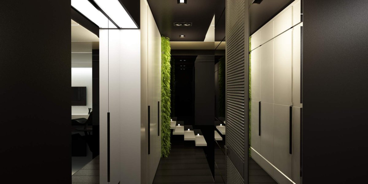 Дизайн коридора в серых тонах