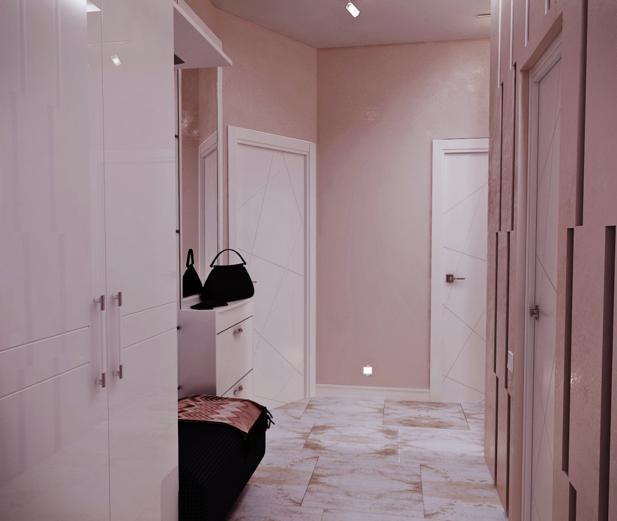 Розовые стены в прихожей